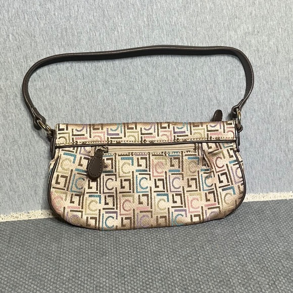 Liz Claiborne Handbags - Liz Claiborne Y2K Monogram Jacquard Shoulder Bag Brown Multi Logo Baguette Purse